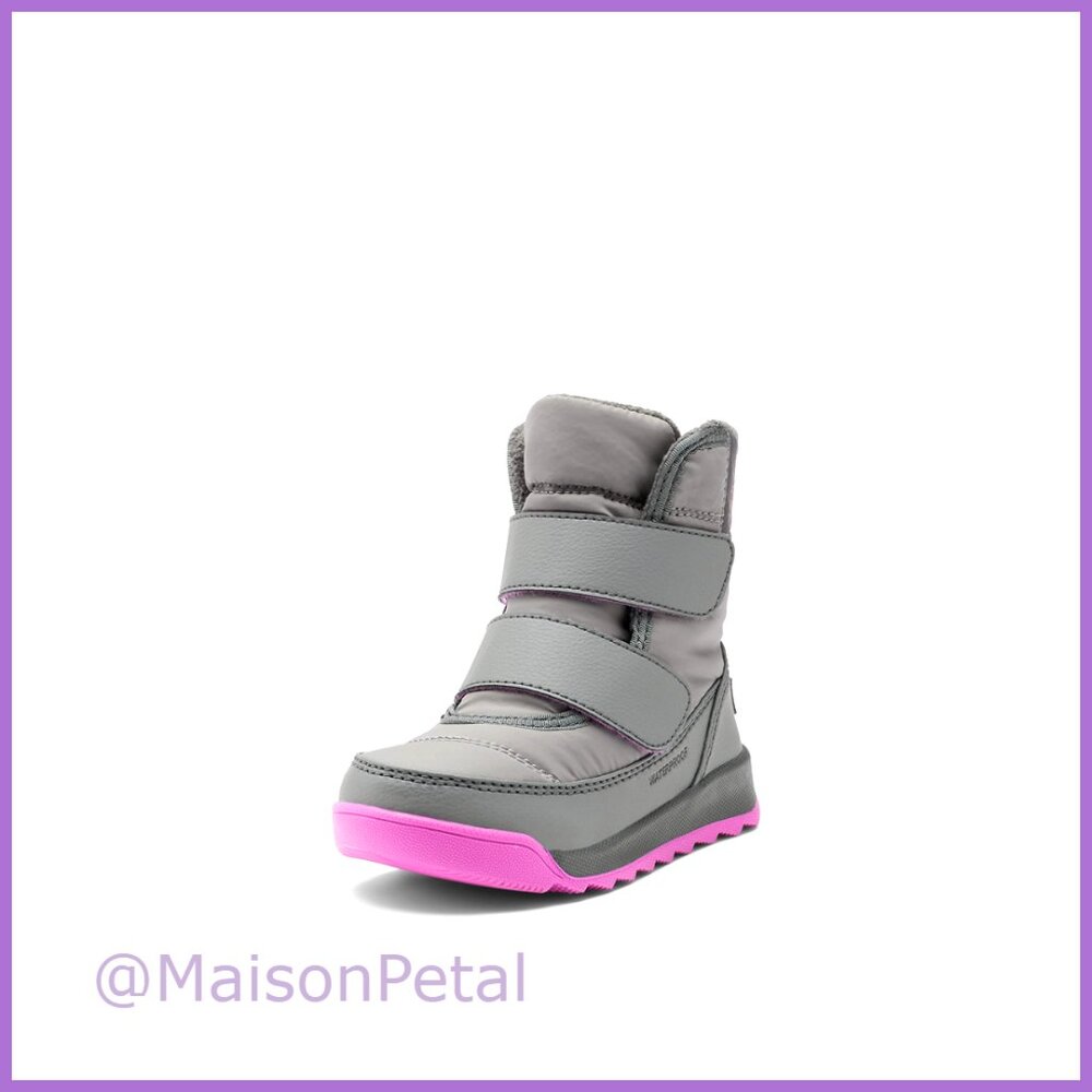 Waterproof Snow Boots with Faux Fur Trim, Hook-and-Loop Closure